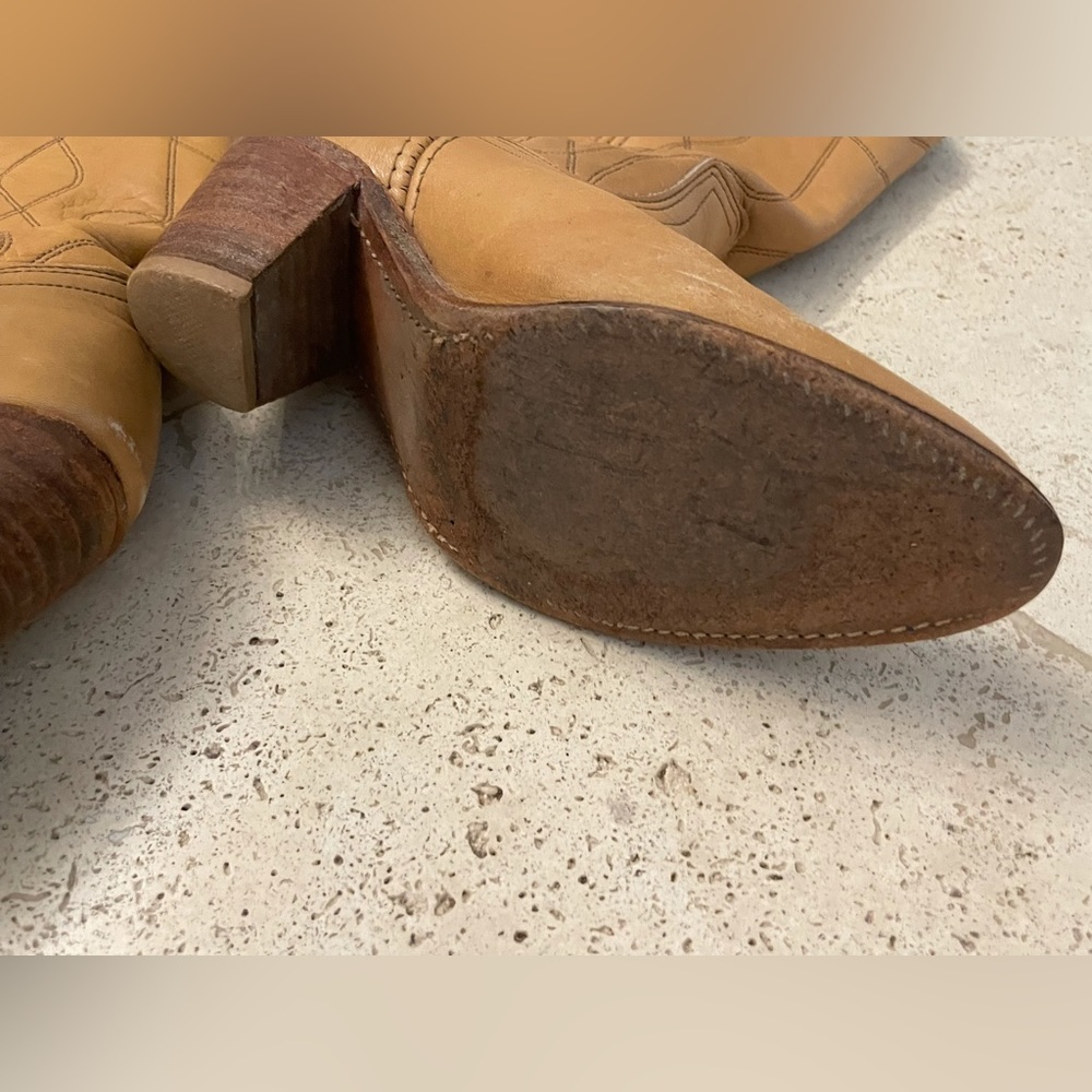 Vintage Frye cowboy western leather boots Camel tan leather - Picture 4 of 4